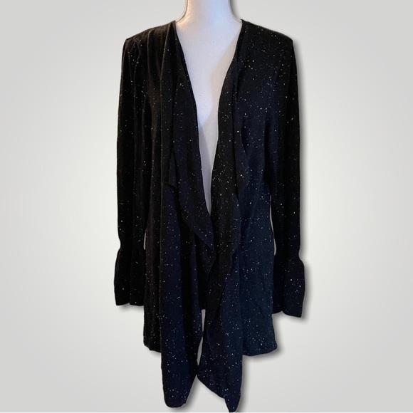 Style & Co Black Open Front Ruffle Sweater - Picture 2 of 4